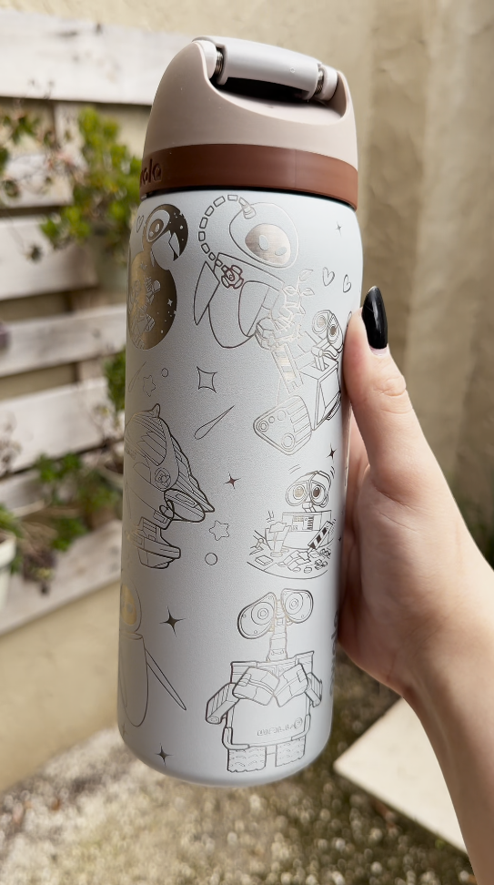 Wall-E and Eve Engraved 32 oz FreeSip Water Bottle
