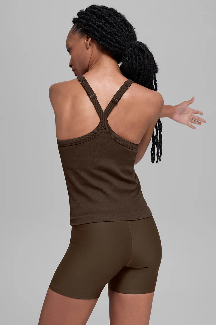 Cocoa Ribbed Tank & Trouser  Set