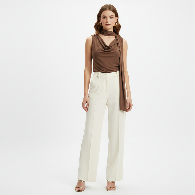 Draped Scarf Neck Top