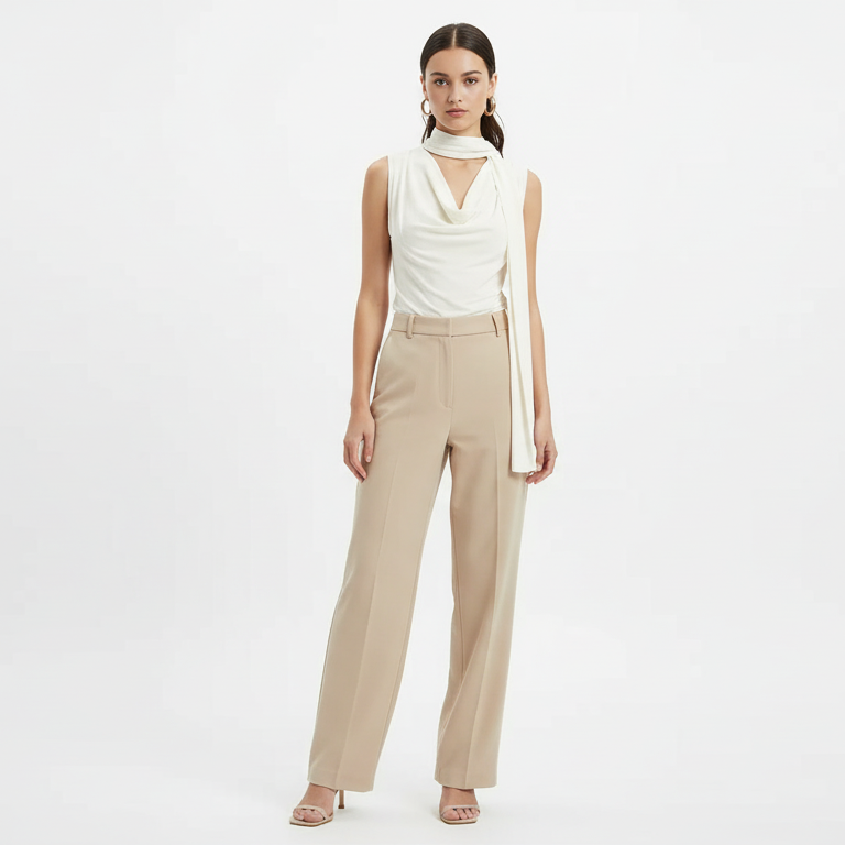 Draped Scarf Neck Top