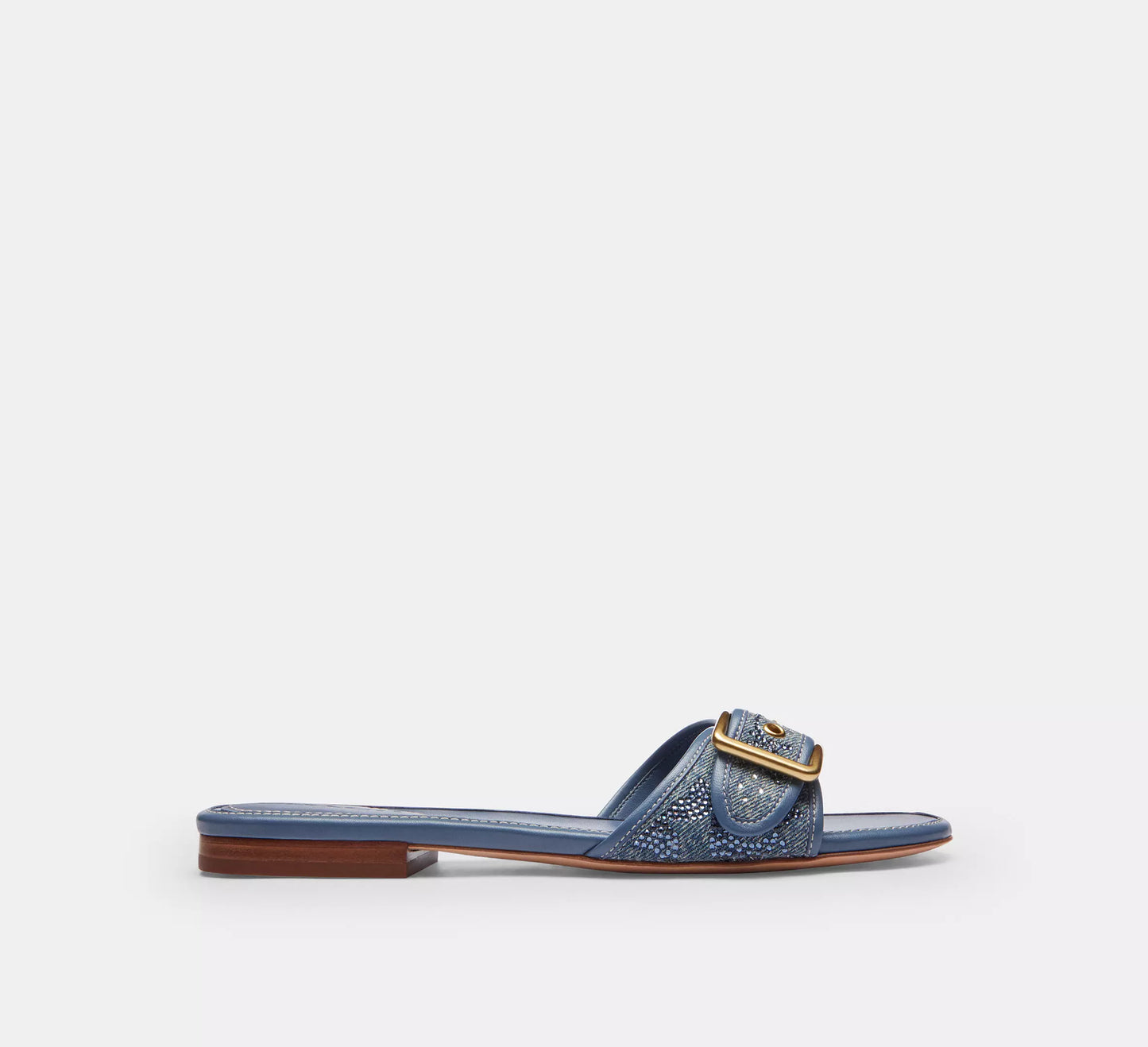 Margot Flat Sandal In Crystal Signature Denim
