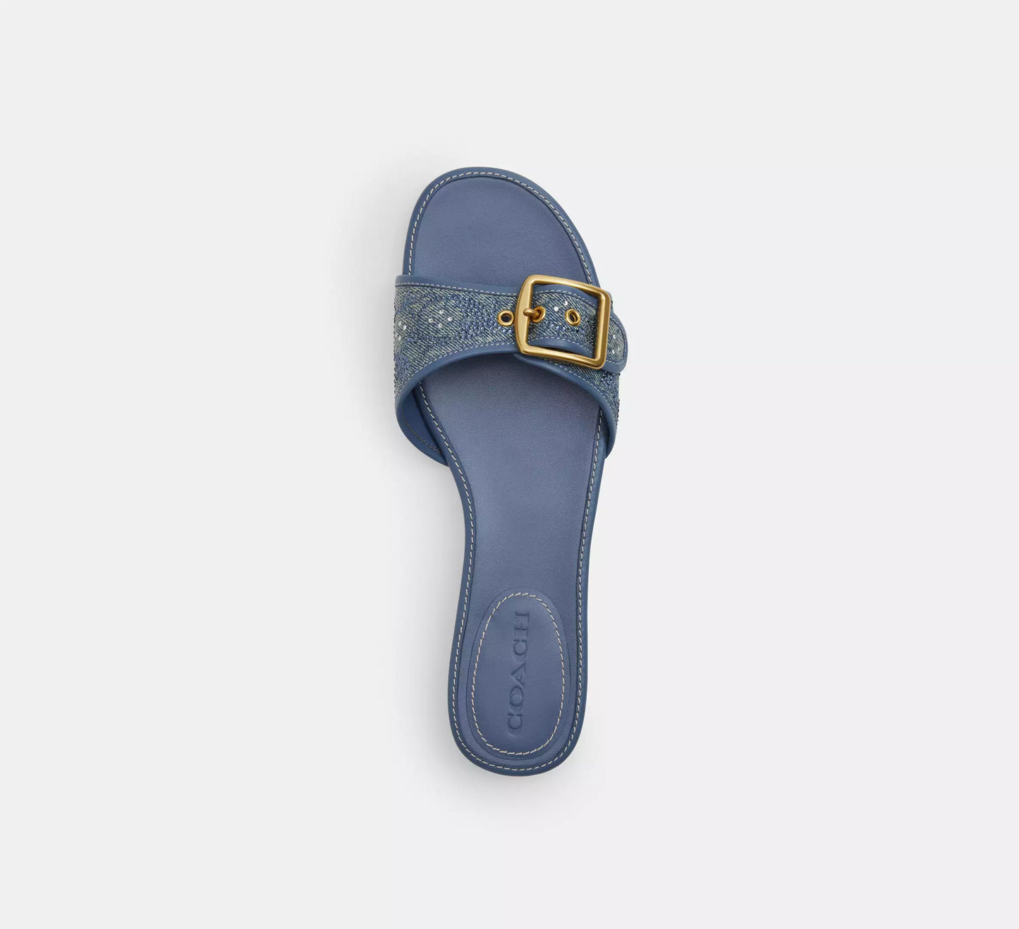 Margot Flat Sandal In Crystal Signature Denim