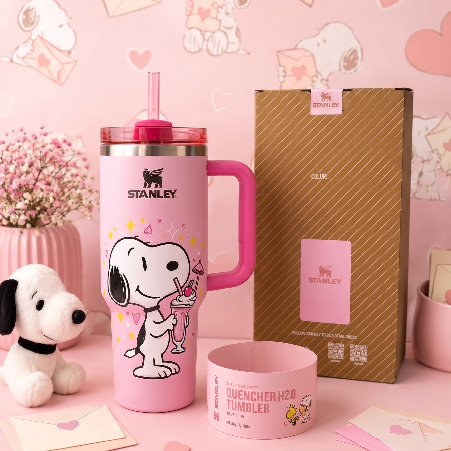 Snoopy 40 oz Tumbler - Pink