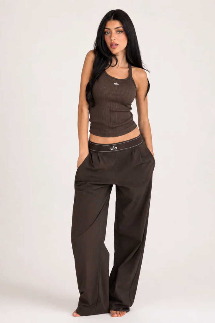 Cocoa Ribbed Tank & Trouser  Set